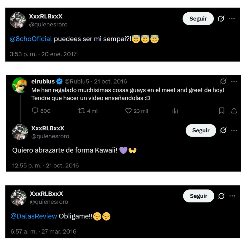 TndenciaStream's tweet photo. "Roro"

Por los rumores que se haya encontrado una cuenta de ella en Twitter, con tweets y comentarios cuestionables. https://t.co/Kg1yRTDQT0