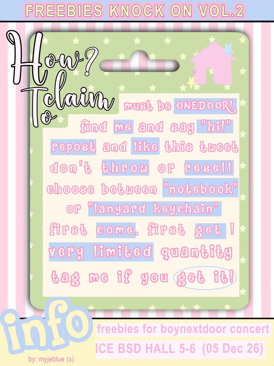 myjeblue's tweet photo. ♯ FREEBIES BOYNEXTDOOR KNOCK ON VOL.2 IN JAKARTA by @myjeblue ── .✦

🗓 05 December 2026
📍ICE BSD HALL 5-6
⏰️TBA
 
𐔌 . ⋮ RT and Likes are very appreciated .ᐟ ֹ ₊ ꒱

──── details on pict 𖹭.ᐟ https://t.co/T7WPJpD8Qv