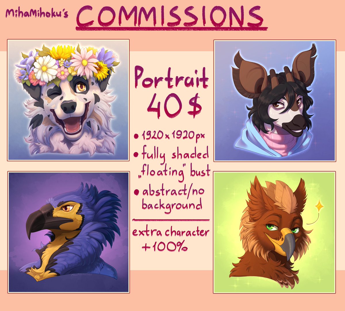 MihaMihoku's tweet photo. I'm opening 4 sl0ts for any of options below!
paуment via B00sty/P@yp@l. Any anthro/feral chars!
Note me here or on Discord (@/mihamihoku) to claim :> RTs are appreciated!
#artshare #commsopen #commissions https://t.co/GHuiIqsrQ1