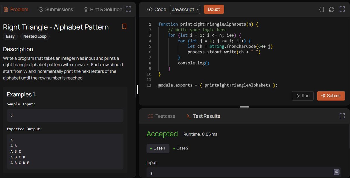 NikhilGupta6656's tweet photo. π Day 1 of my DSA journey!
Started Pattern Programming with Ali Ansari Bhaiya and solved several pattern-based questions.
Every pattern strengthens logical thinking, loops, and problem-solving skills.
One day at a time. π»π
#DSA #PatternProgramming #Coding #Developer https://t.co/mFpuQJD99C