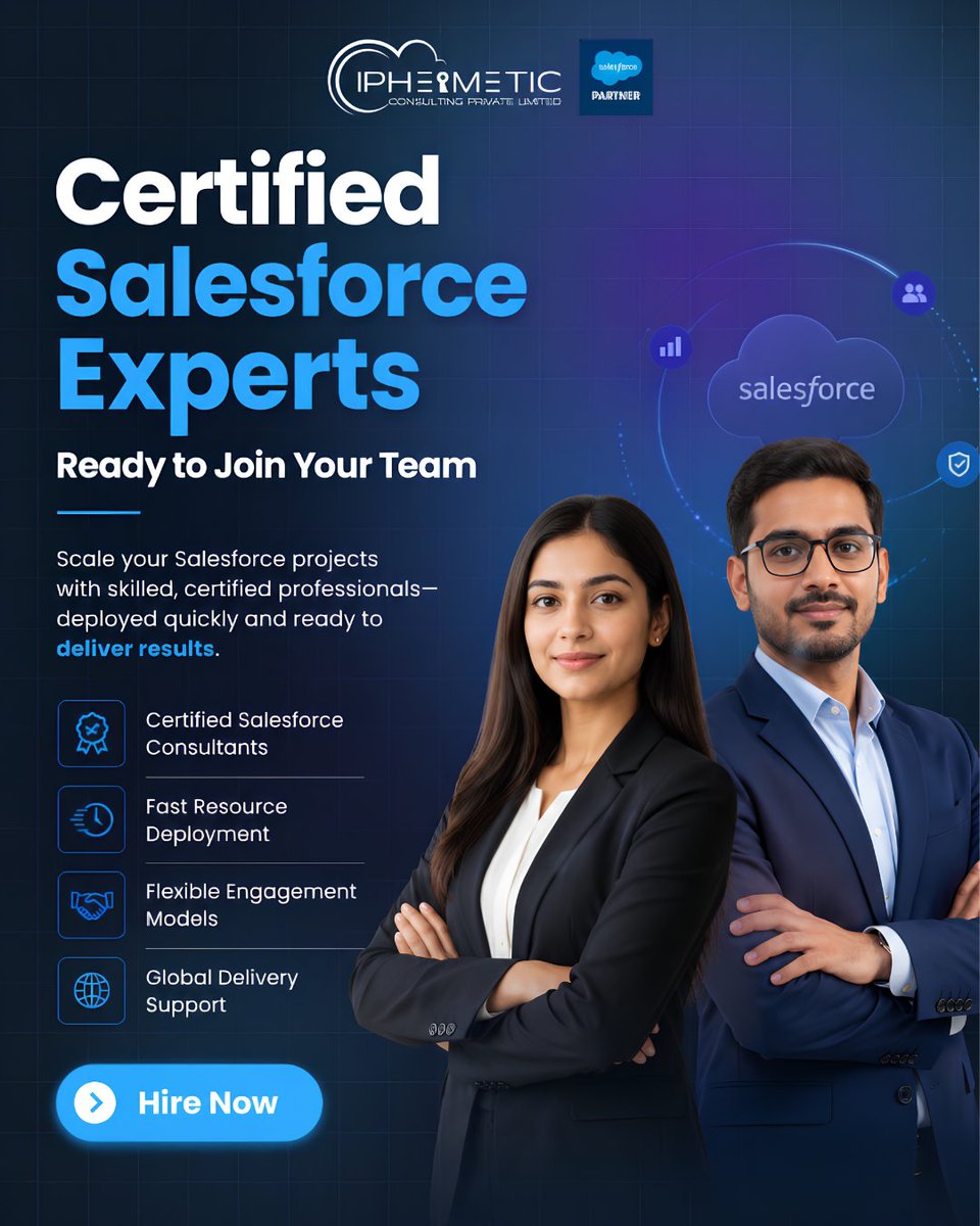 ciphermetic's tweet photo. Build a stronger Salesforce team with certified experts who are ready to make an impact from day one.

✅ Certified Salesforce Experts
✅ Quick Resource Deployment
📞 Hire the right Salesforce talent today!

📱 +91 8826833512
🌐 https://t.co/GfCSfGgK4f https://t.co/X0VKzFJbBX