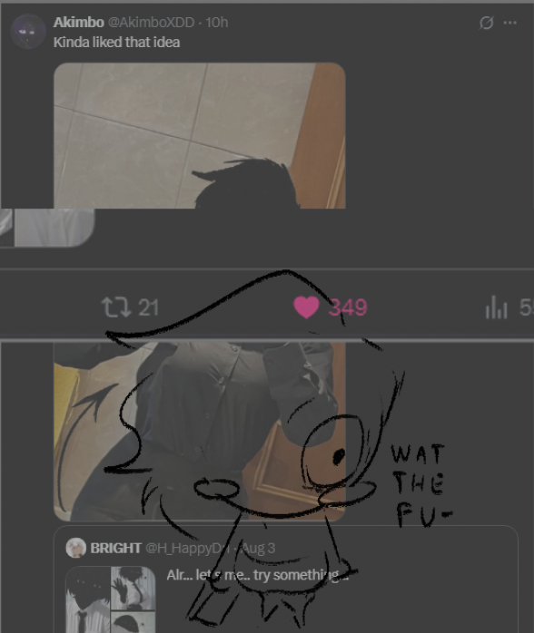 AkimboXDD's tweet photo. literally this morning
thank you guys so much for the attention!! I make goofy stuff with my ocs and sonas if you all wanna stick around (˶ˆᗜˆ˵) https://t.co/eAnqw00hpG
