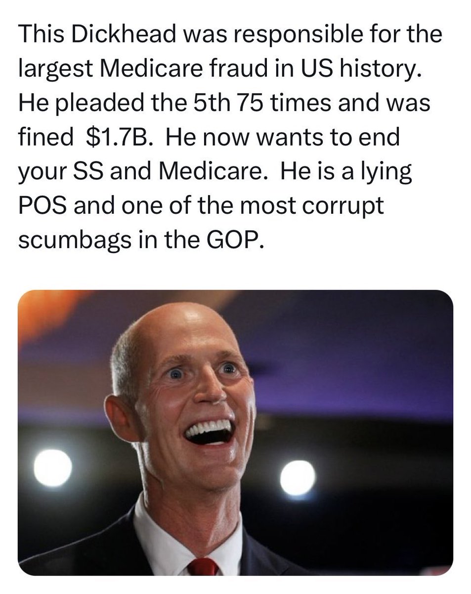 LSarganis30782's tweet photo. @SenRickScott Trumps buddy .. btw ur a criminal https://t.co/ooqfaP5jJD