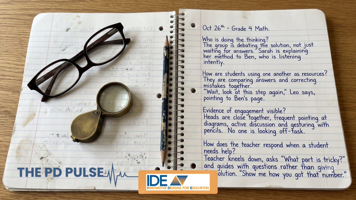 IDECorp's tweet photo. Our free Classroom Ethnographer Tool helps school leaders look beyond checklists to identify authentic evidence of learning and instructional culture. Use it to guide walkthroughs, strengthen coaching conversations, and connect observations to your district goals. Download it (and more!) in the latest PD Pulse: https://t.co/n0Dxt3BcgI