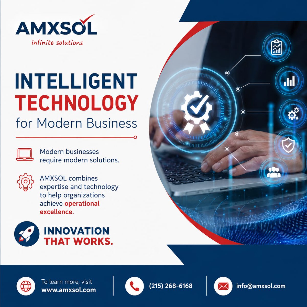 amxsol's tweet photo. Intelligent Technology. Smarter Business. Greater Success. 🚀
In today's fast-changing digital world, businesses need technology that delivers real results. 
🌐To learn more,
 follow 👉 @amxsol
visit https://t.co/etOLFwDT5l 
📞 (215) 268-6168 | 
✉️ info@amxsol.com
#AMXSOL https://t.co/YmthcH7Dpc