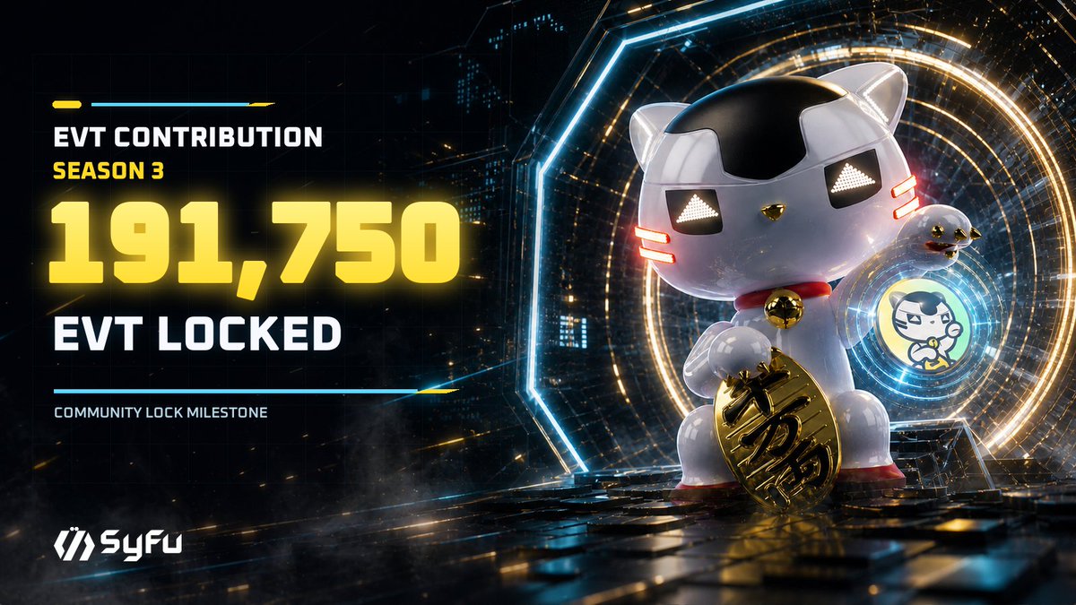 syfuofficial's tweet photo. ◤ 191,750 EVT LOCKED ◢

191,750 EVT has entered a 90-day Reward Lock through EVT Contribution Season 3.

Every choice to lock helps power the next cycle of the EVT ecosystem.

Up next: Commitment Lock—an always-on program for longer-term participation.

Coming soon.

#SyFu #EVT @BNBCHAIN