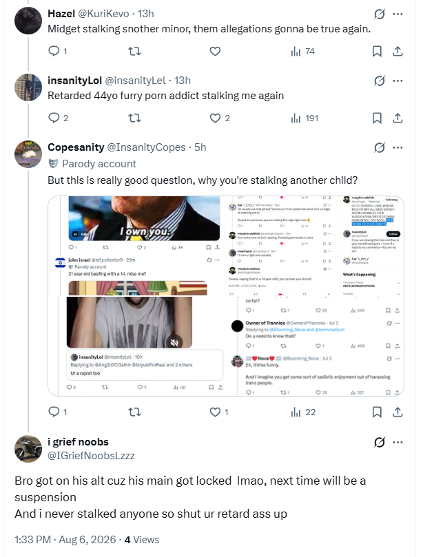 InsanityCopes's tweet photo. Does this coward who's using 10+ alts is crying now about someone else using alt? https://t.co/RfbVLzCklu