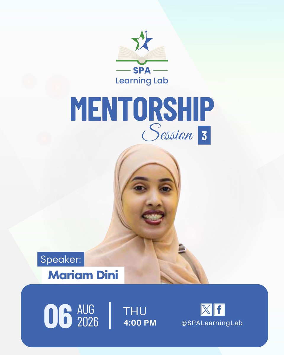 SPALearningLab's tweet photo. Ustaad @MariamDini3 ayaa galabta bixin doonta xiisadda latalinta iyo hagidda ee la siiyo ardayda qaadata tababarka blog qorista. Waxaan uga mahadcelineynaa sida ay had iyo jeer noogu heellan tahay. 

#SPALearningLab #BlogWriting https://t.co/NK6RzDpd3p
