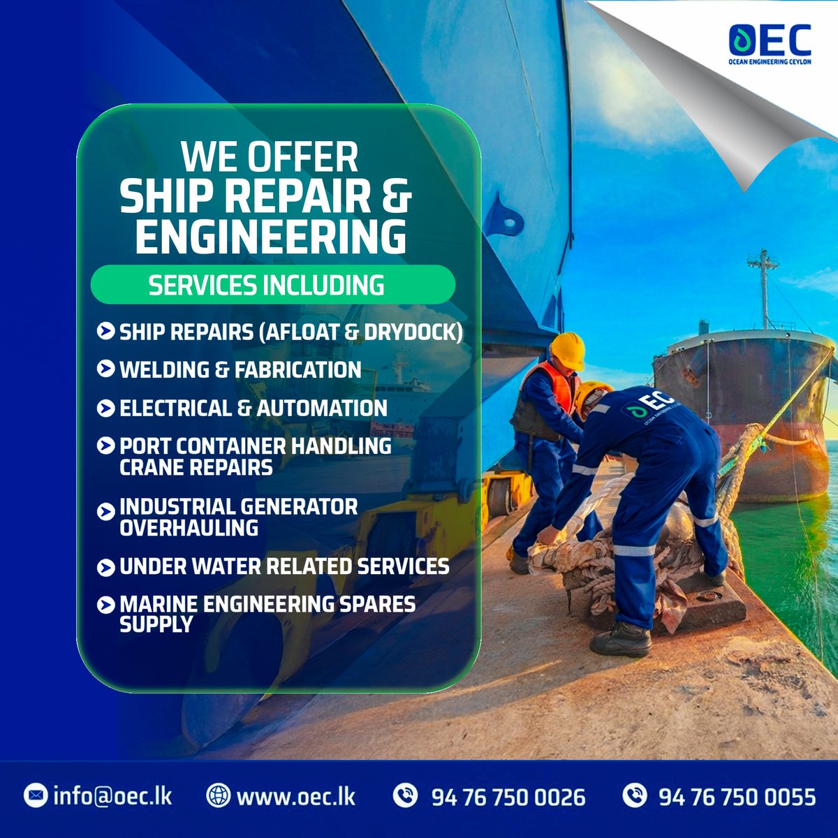 oec_pvt_ltd's tweet photo. Reliable Marine Engineering & Ship Repair Services in Sri Lanka ⚓🚢
🌐 Website: https://t.co/1yal0mCacN
📧 Email: info@oec.lk
📞 Call/WhatsApp: +94 76 750 0026 | +94 76 750 0055
#OceanEngineeringCeylon #ShipRepair #MarineEngineering #Drydock #AfloatRepair #MaritimeIndustry https://t.co/K458wW1p5I