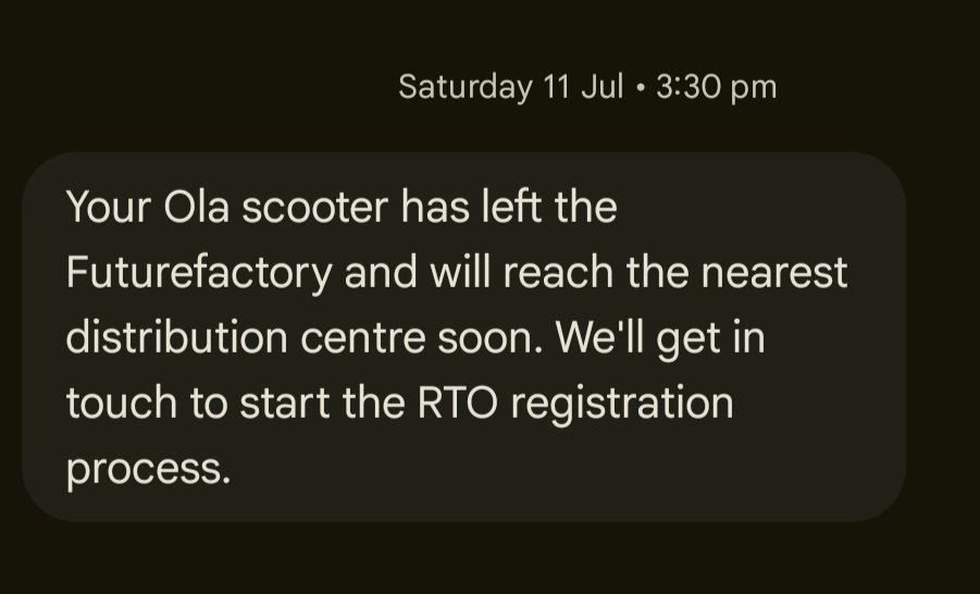 iamnaveenan's tweet photo. @bhash @OlaElectric 

🚨 Booked my #OlaS1X on 11 July and paid the full amount
✅ Same day, I received a message that my scooter had left the Future Factory

⏳ It's been weeks, and there's still no delivery update
Customer care is unhelpful. Showroom has no answers #OlaElectric https://t.co/oyuWZmRipf