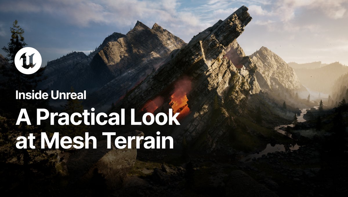 UnrealEngine's tweet photo. Join us today August 6 at 2PM ET for Inside Unreal, we're exploring Mesh Terrain!

Etienne Carrier guides us through a breakdown of the Mesh Terrain level presented at the State of Unreal 2026, including what Mesh Terrain is, how it can be used and more!:https://t.co/QCi0RpiQPn https://t.co/MLkqPw5tlK
