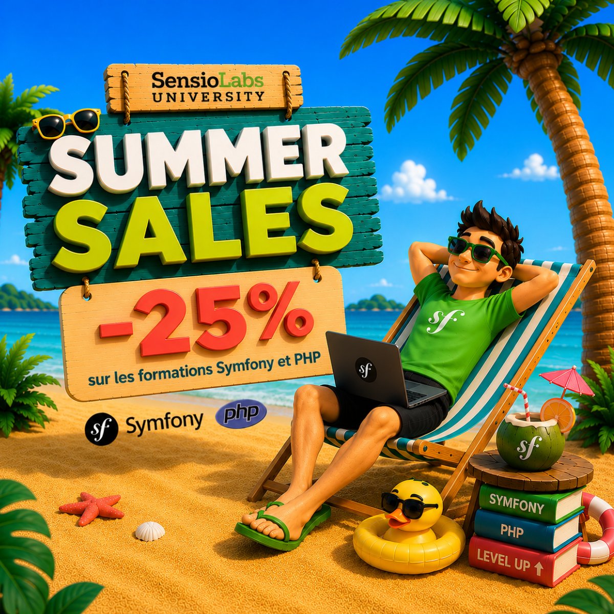sensiolabs's tweet photo. ⏰ Dernier mois pour profiter de notre promotion d'été 🌴 sur la #formation #Symfony et #PHP 

Bénéficiez de -25% sur toutes les formations 📚 organisées jusqu'au 31/08 (hors préparation à la certification)

Ecrivez-nous pour vous inscrire 👉 https://t.co/UI8DjyAyoC https://t.co/6kVBCr6oB9