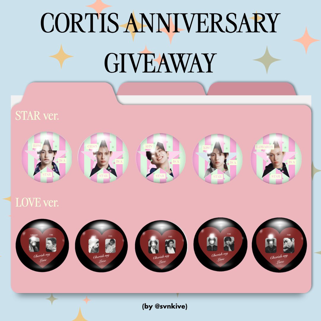 svnkive's tweet photo. (cortis) anniversary giveaway by @svnkive 
⭐one winner of 32mm LOVE ver button pins (ot5)
⭐one winner of 32mm STAR ver button pins (ot5)

mechanics : 
💌 like &amp; rt
💌 follow me 
💌 ph coers only 

ends: on their anniversary ! 

#cortis #coer #coertwt https://t.co/fcEfuNKl34