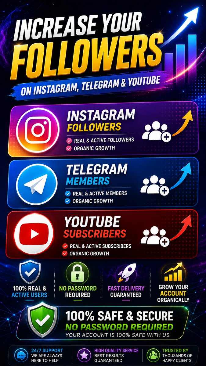 Pranav_9b's tweet photo. BOOST YOUR SOCIAL MEDIA TODAY!
📈 Instagram Followers
📢 Telegram Members
▶️ YouTube Subscribers
🔒 No Password Required
⚡ Fast Delivery
✅ Safe &amp; Reliable
   DM ME https://t.co/ImdpTGRw96