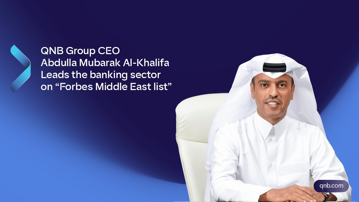 QNBGroup's tweet photo. Proud to celebrate another remarkable achievement
Our Group CEO has secured the top ranking in the banking sector on Forbes Middle East’s 100 CEOs list, reaffirming QNB Group’s position as a leading financial institution in the region
#QNB #QNBGroup https://t.co/Hd74HItC3P