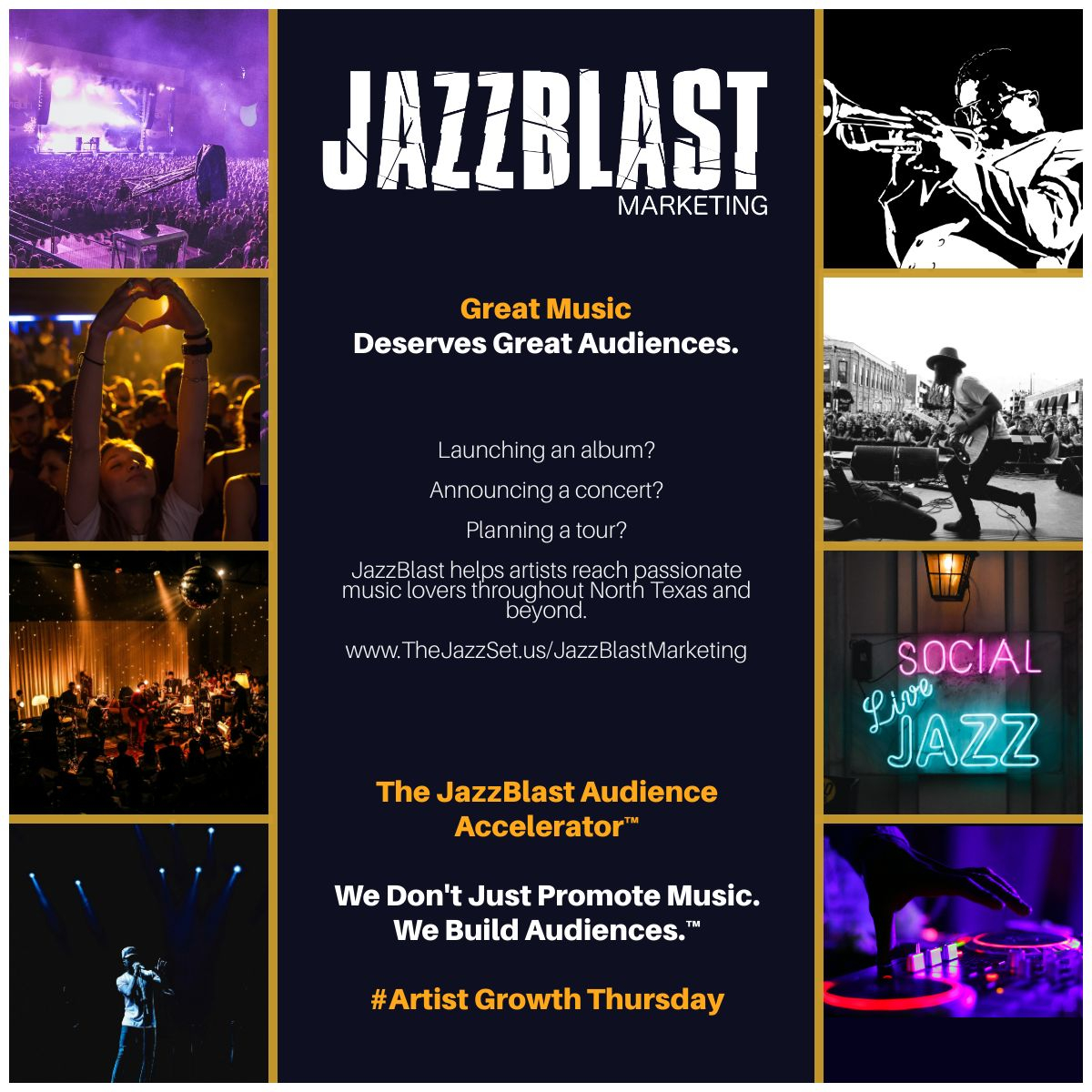 UptownJazzFest's tweet photo. #ArtistGrowthThursday™
Great Music Deserves Great Audiences.
Launching an album?
Announcing a concert?
Planning a tour?

🎶 Introduce Your Music to New Fans Link in Bio

#DallasMusic #DFWMusic #TexasMusic #DallasJazz #NorthTexasMusic #DallasEvents https://t.co/gRxaWXZvcq