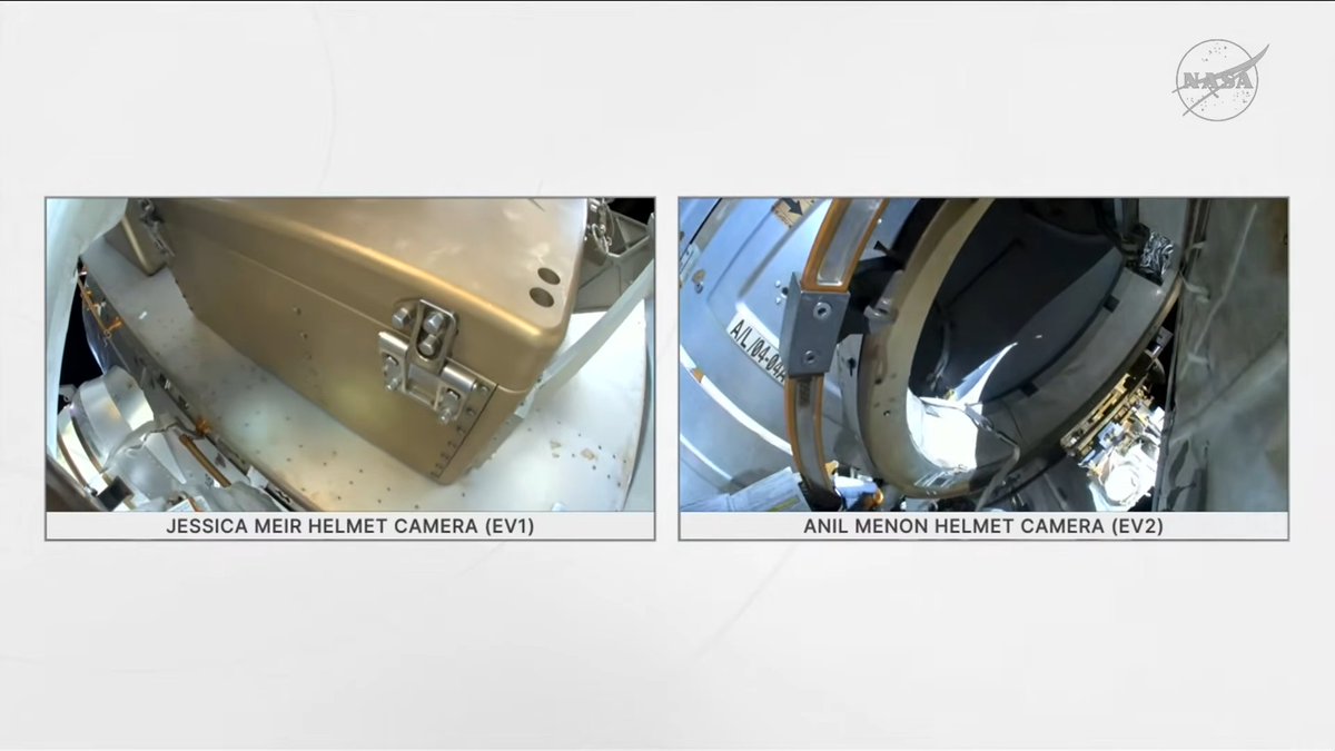 _jaykeegan_'s tweet photo. Both crew members are outside the crewlock. Today's EVA marks the first for Anil Menon.

Further updates on the @NASASpaceflight forum: https://t.co/pzePo8XtyV https://t.co/5frMvEUocy