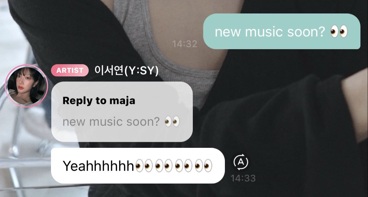 fromisbase's tweet photo. Y:SY confirms that she’s releasing new music soon. https://t.co/QZWq4lCMvc