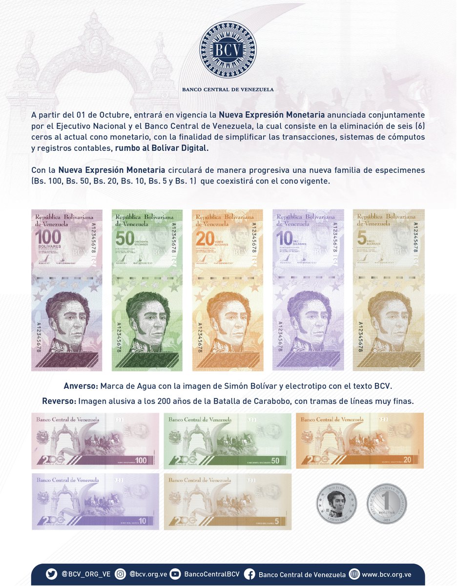Naky's tweet photo. Hace 5 años el BCV confirmó la tercera reconversión monetaria del chavismo, cuando los bolívares soberanos pasaron a ser digitales.

A pesar de los 14 ceros menos, el chavismo sigue cubriendo su déficit emitiendo bolívares sin respaldo, sin valor, y sin rendirle cuentas a nadie. https://t.co/eKPUmkHoqe