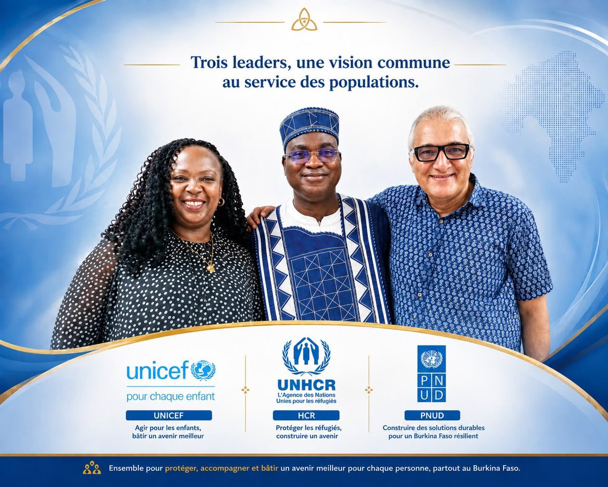 MauriceAz's tweet photo. One of the greatest lessons from Burkina Faso 🇧🇫 : partnerships change lives. Proud of the strong collaboration between @UNHCR_BF, @UNICEF_Burkina, and @PNUD_BFA in support of refugees, IDPs, and host communities. Together, we deliver hope. 🇧🇫 #OneUN #Solidarity #HumanitarianAction