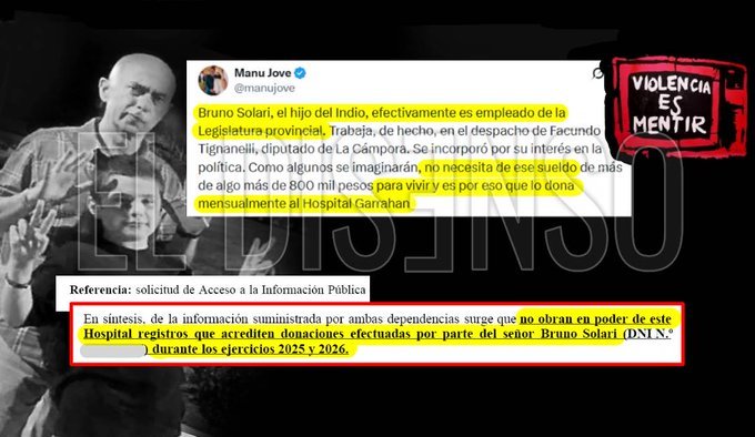 abrilcba_'s tweet photo. El Garrahan confirmó que NO existen registros de donaciones de Bruno Solari. El hijo del Indio cobra un sueldo de Diputados de PBA desde 2025 y nunca lo donó. El kirchnerismo es una farsa https://t.co/LkSt4QYJOu