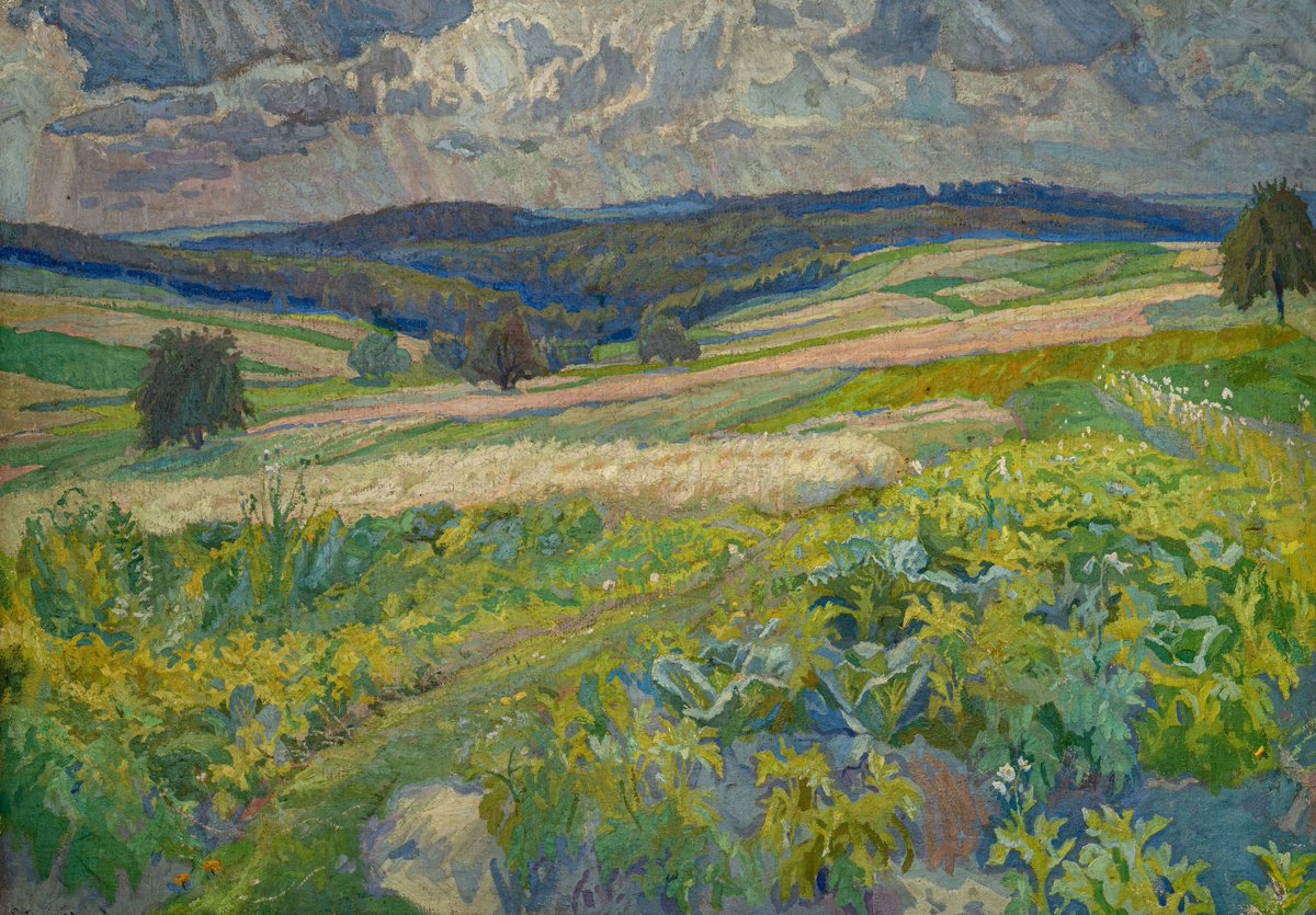 polmastersofart's tweet photo. Stanisław Kamocki - Pejzaż letni (olej na płótnie, 95 × 136 cm), przed 1944. #PolishMastersofArt https://t.co/mwTEqZW4eh