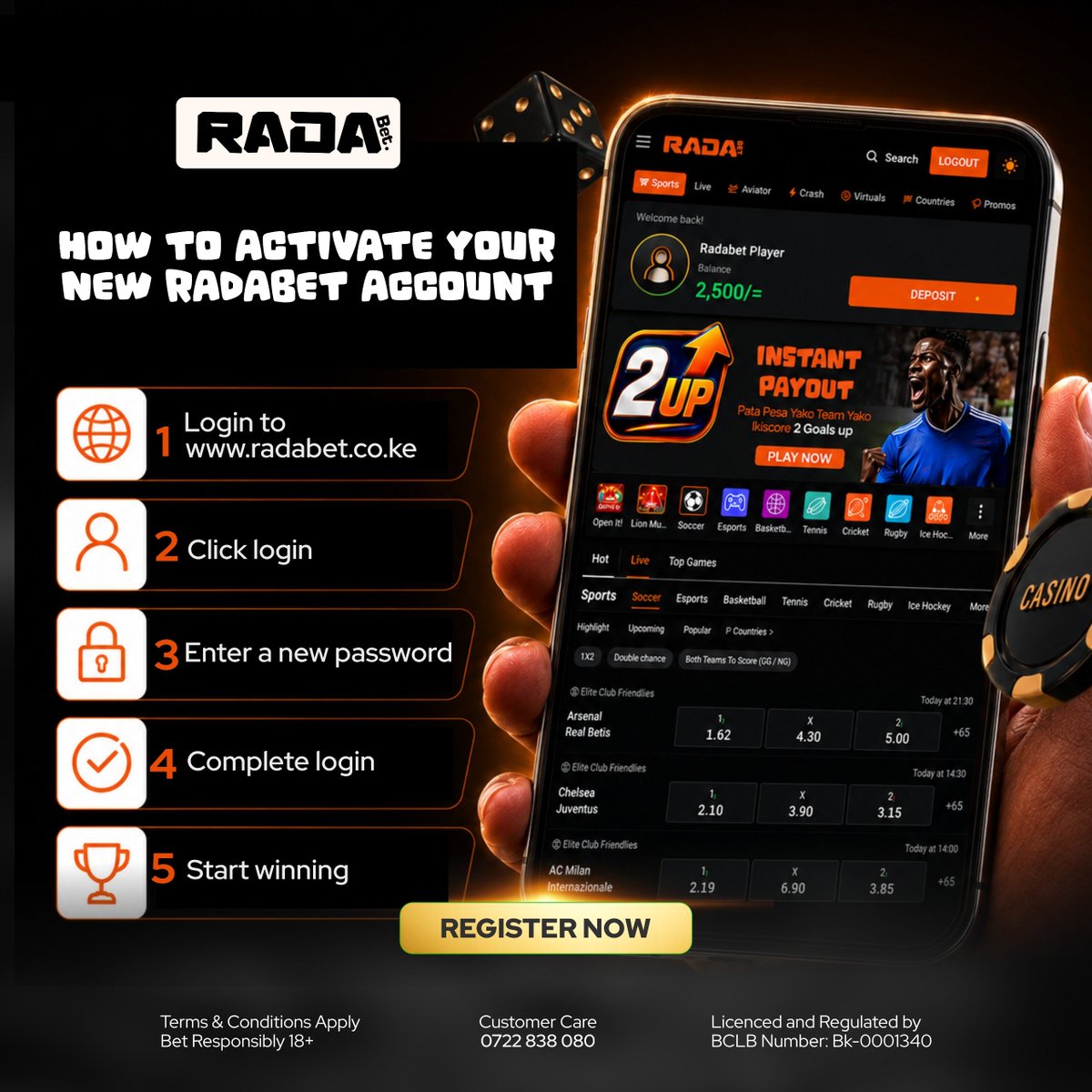 RadaBet254's tweet photo. How to Activate your New Radabet account🙂
1. Go to https://t.co/BMRt9SwUtf
2. Click Login
3. Enter a new Password
4. Start Winning
Login Now!🥳

Reach us anytime, via Call:📞0722838080 or WhatsApp📲 https://t.co/NnjBJPYXo7