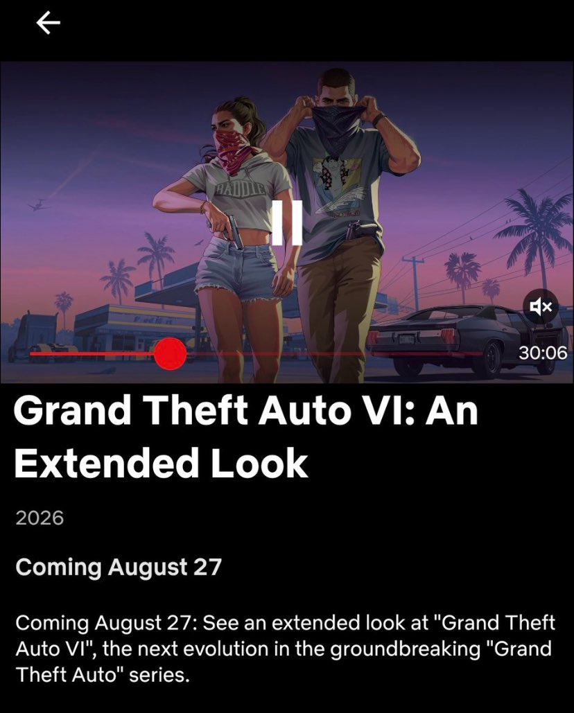 remiremus_'s tweet photo. GTA 6 will officially go into a gameplay trailer August 27th that’s 30 minutes long. Mainly rumoured to show:
- Complex gameplay/cinematics as well
- A trip to Europe
- Official real life actors reveal at the end
- The story plot and structure
- 80 new mechanics
- 300+ activities https://t.co/1tBiSDOfxK
