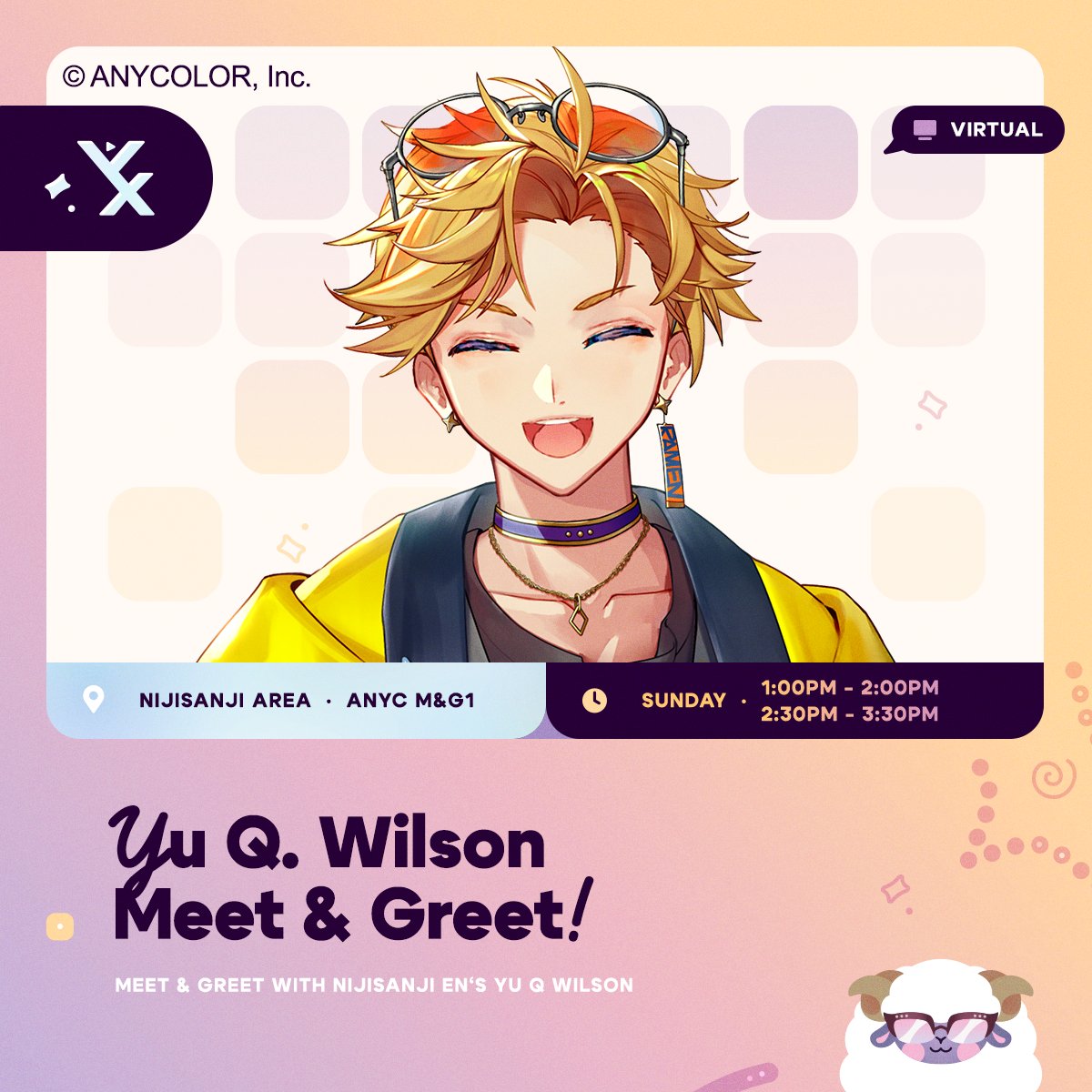 Vtuber_Expo's tweet photo. [Meet and Greet Announcement]

Target acquired... Wilsoneers mobilise!💥

Krisis's Cool Guy and lethal hitman Yu Q. Wilson (@YuQWilson) is getting into (Metal) gear and landing at his Vexpo 2026 Meet & Greet this September!

Now wot? Tickets will be axo-located via lottery on ConCat, but be sure to check out the VeXpo 2026 Update VOD for MOO-re information! If you're still hungry, look for the update-shaped hampters on our socials for more! 🥽

#VeXpo2026