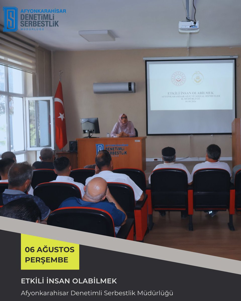 AfyonDsm03's tweet photo. Afyonkarahisar Aile ve Sosyal Hizmetler İl Müdürlüğü tarafından 51 yükümlünün katılımıyla "Etkili İnsan Olabilmek" konulu seminer düzenlenmiştir. #Afyondsm #Seminer #etkiliinsan #cte #adaletbakanlığı https://t.co/NcRU8jFBNp
