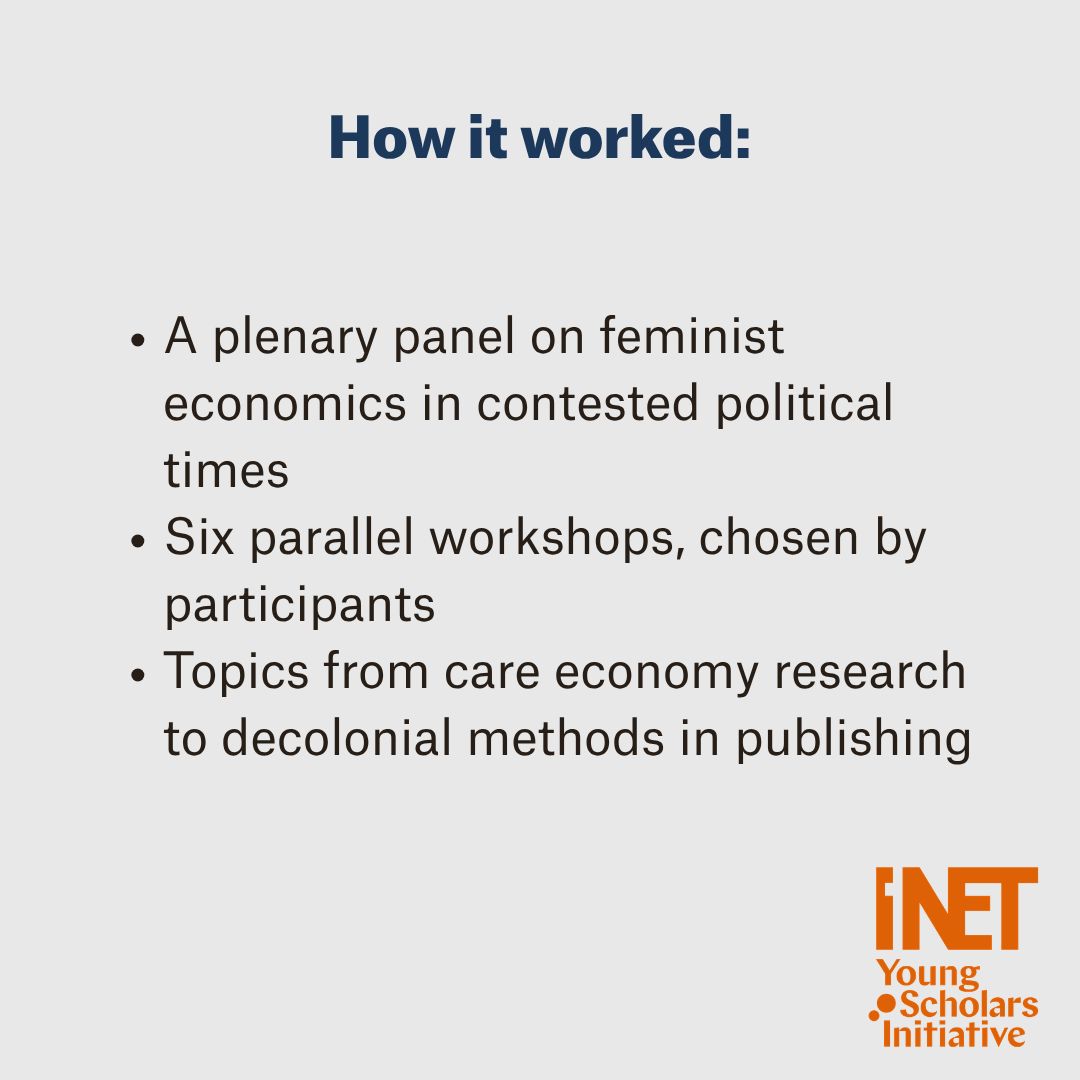 ysi_commons's tweet photo. On July 8, more than 100 early-career feminist economists gathered in Cali, Colombia, a day ahead of the IAFFE annual conference. The day opened with a panel on how feminist economics gets produced, defended, and passed on in contested political times, then split into six workshops covering care economy research, decolonial approaches to knowledge, publishing, and mentoring. Organized by YSI's Gender and Economics Working Group alongside the IAFFE Young Scholars Committee.