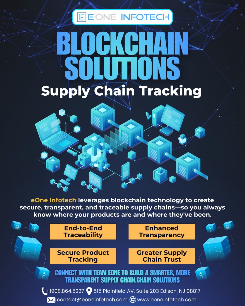 EOneInfotech's tweet photo. 🔗 Make every product journey transparent with Blockchain! eOne Infotech delivers secure supply chain tracking with end-to-end traceability, enhanced transparency, and trusted product visibility from source to destination

#Blockchain #SupplyChain #Traceability #Innovation https://t.co/iAdsIvniSJ