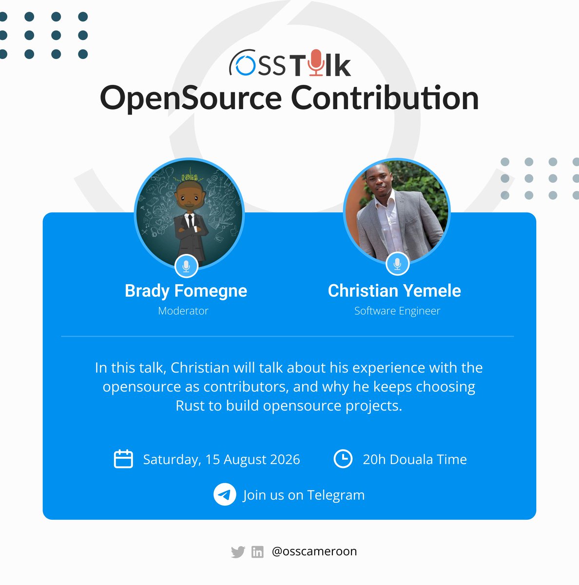 osscameroon's tweet photo. Contributing to open source might seem intimidating when you’re just starting out. You may think that you need to be an expert or you should know the entire codebase but that’s far from reality!
Join us to learn more at https://t.co/59DBewxmKn
#OpenSource #OSSTalk https://t.co/LtoNaxoprA