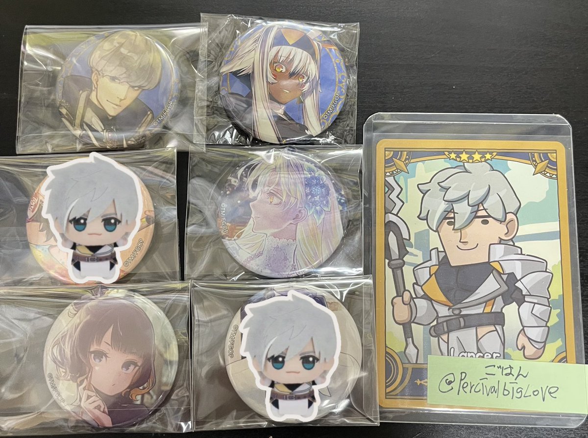 percivalbiglove's tweet photo. 【交換/譲渡】FGO fes 缶バッジ

求)2026パーシヴァルor 2026孔明(FF用)＞300円＋送料

譲)画像参照

譲渡はキャラにより条件があります
赤線上交換最優先
リプやDMからでもお気軽にお声掛けください https://t.co/sdK3bJQYS2
