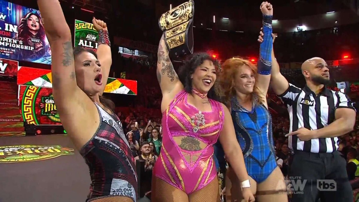 NoxWrestle's tweet photo. Resultados AEW Grand Slam Mexico 2026
-Death Riders vencen a Cage & Cope Young Bucks
-Andrade derrota a Ciampa y Komander
-MJF hace su regreso atacando a Andrade
-Willow y Brawling Birds derrotan a Mone y Divine Dominion https://t.co/XOGwjKHV9S