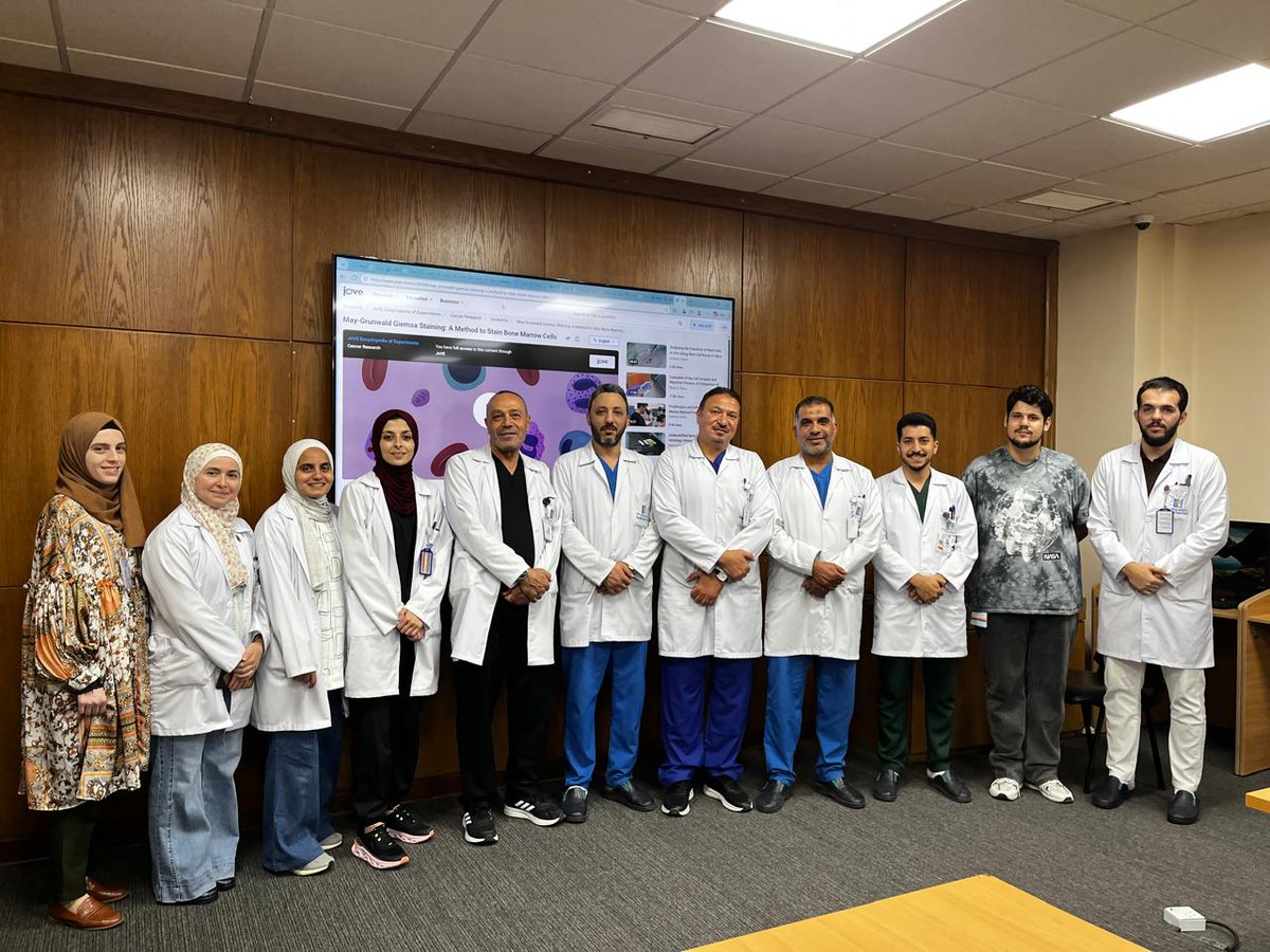 JoVEJournal's tweet photo. Last week, JoVE’s Amani Mohamed Ali led workshops for Pharmacy, Nursing, Pathology &amp; Laboratory Medicine teams at the King Hussein Cancer Center in Jordan, exploring how JoVE supports research and training through engaging video resources. Thank you to everyone who joined! https://t.co/AcIjQv6Z0o