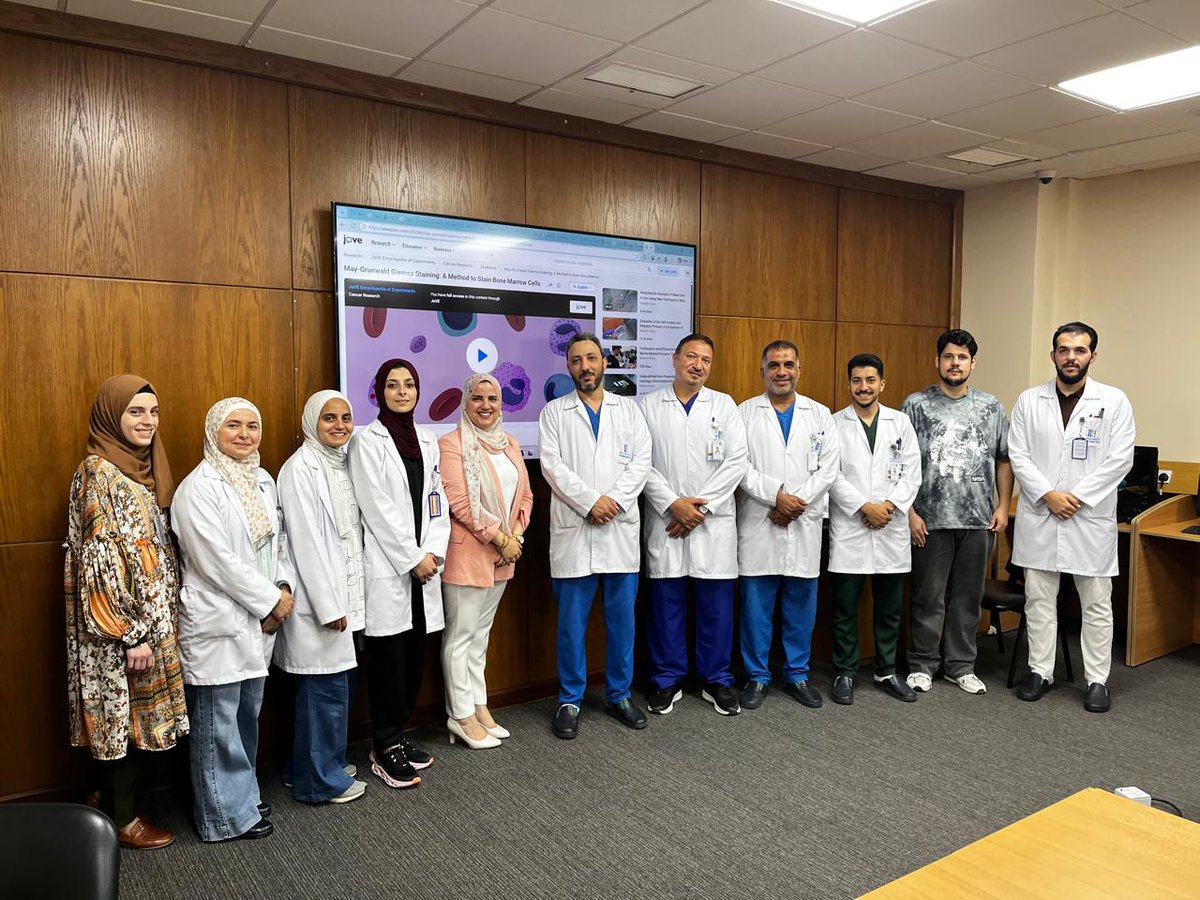 JoVEJournal's tweet photo. Last week, JoVE’s Amani Mohamed Ali led workshops for Pharmacy, Nursing, Pathology &amp; Laboratory Medicine teams at the King Hussein Cancer Center in Jordan, exploring how JoVE supports research and training through engaging video resources. Thank you to everyone who joined! https://t.co/AcIjQv6Z0o
