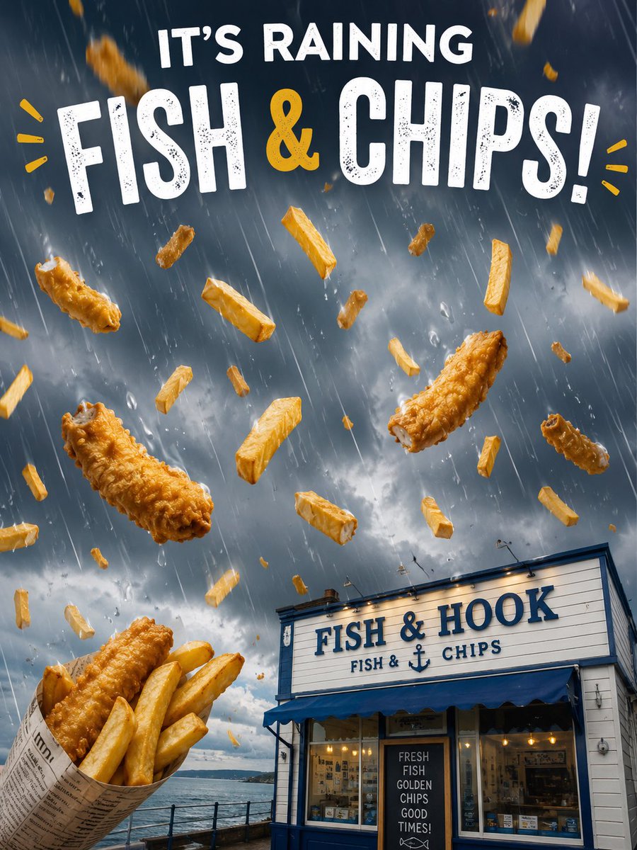 FishNHook1's tweet photo. Weather all over the place last few days 😜
 
So we can’t guarantee the sun ☀️ but we can guarantee tasty Fish &amp; Chips every time!! 

Open 4-8.30pm come on, you know you deserve it 🥰🐟 https://t.co/PytgNc3n8q