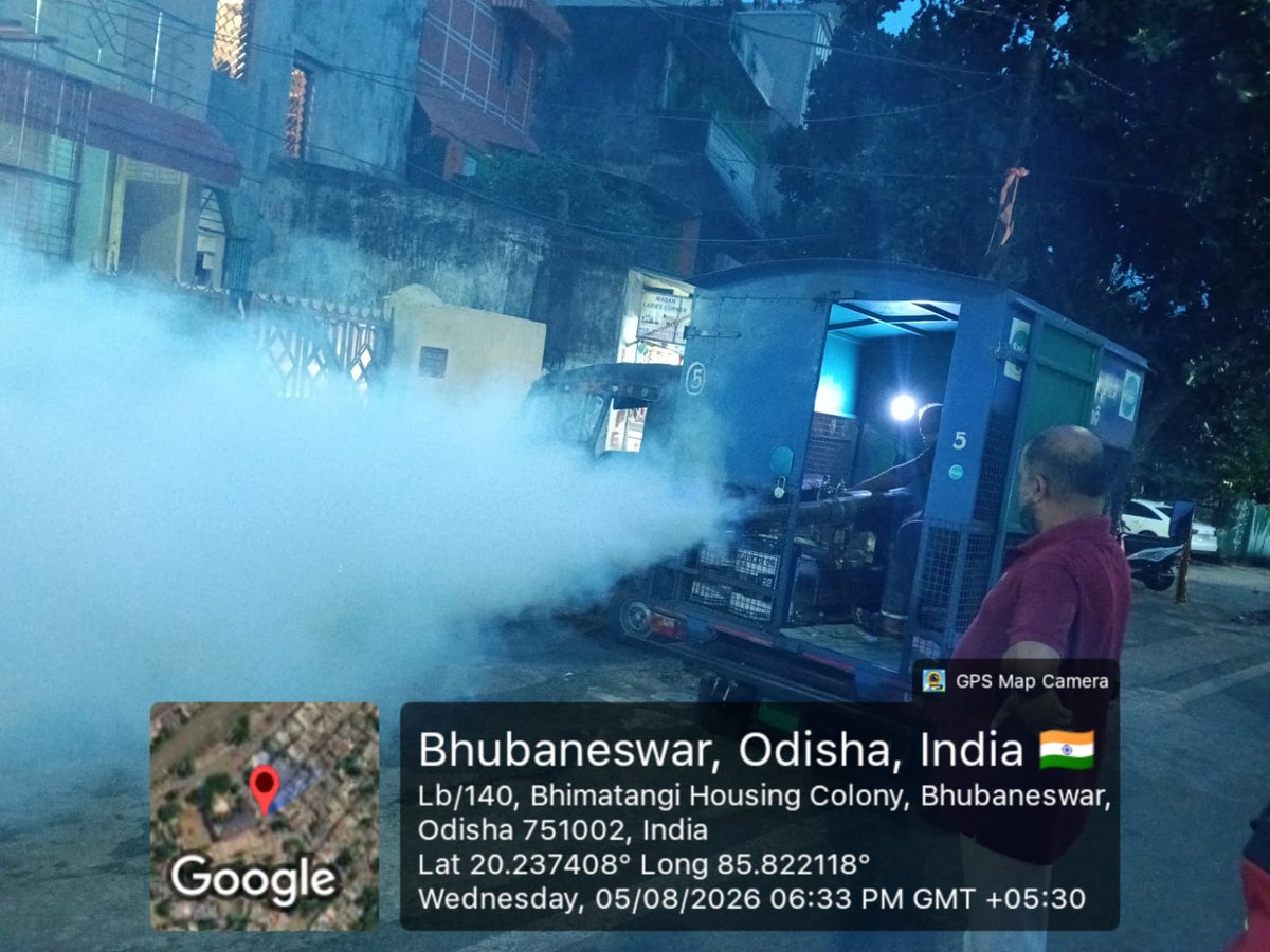 bmcbbsr's tweet photo. To curb mosquito breeding and enhance public health safety, BMC is conducting fogging operations in vulnerable areas across the city. Active public participation in maintaining cleanliness and eliminating stagnant water is essential for reducing mosquito-borne diseases.
#FoggingDrive #PreventDengue #PublicHealth #Bhubaneswar #SwachhBhubaneswar