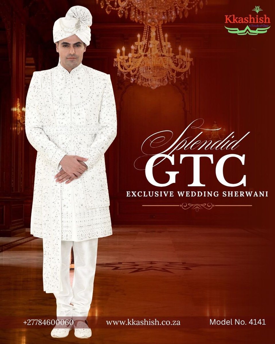 kkashishza's tweet photo. Make a majestic entrance on your special day in this splendid GTC- Exclusive Wedding Sherwani, intricately adorned with embroidery and delicate hand-beaded details 🤍 

📍 Made-to-Measure | 🌍 Worldwide Shipping
📩 DM / WhatsApp us on +27784600060

 #ExclusiveWeddingSherwani https://t.co/8oACn5bUvR