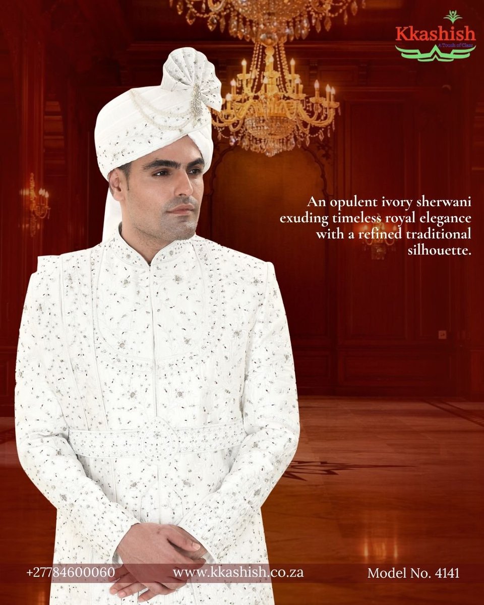 kkashishza's tweet photo. Make a majestic entrance on your special day in this splendid GTC- Exclusive Wedding Sherwani, intricately adorned with embroidery and delicate hand-beaded details 🤍 

📍 Made-to-Measure | 🌍 Worldwide Shipping
📩 DM / WhatsApp us on +27784600060

 #ExclusiveWeddingSherwani https://t.co/8oACn5bUvR