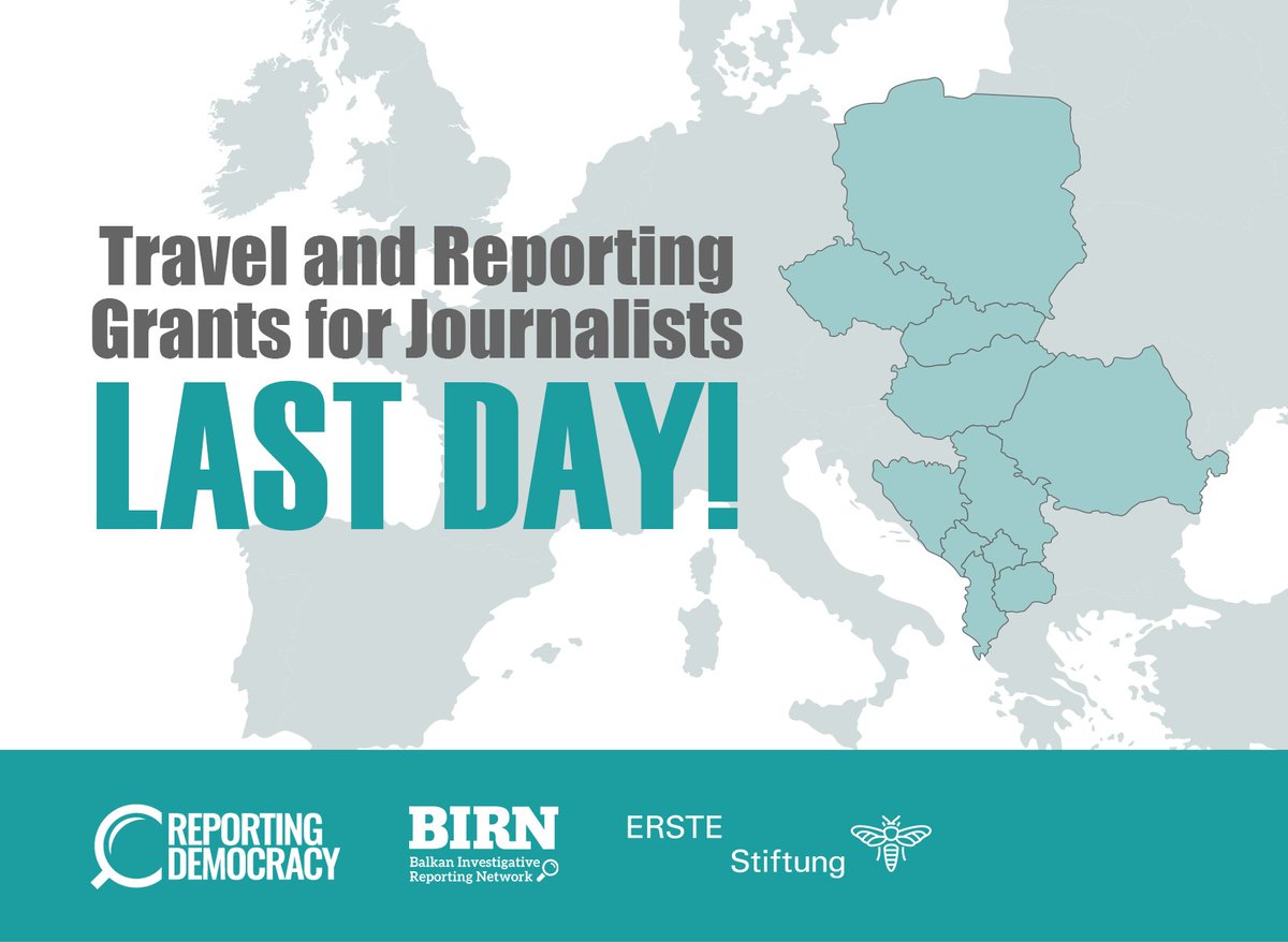 Rept_Democracy's tweet photo. ❗️LAST CHANCE TO APPLY!
Have a story idea about the Balkans? 💡
If you’re a journalist from Poland, Hungary, Czech Republic, or Slovakia, you can apply for a €2,500 Travel &amp; Reporting Grant.
Applications close TODAY! 👇
https://t.co/xmGrCkpRaq
@erstefoundation https://t.co/6fdtIO1A1G