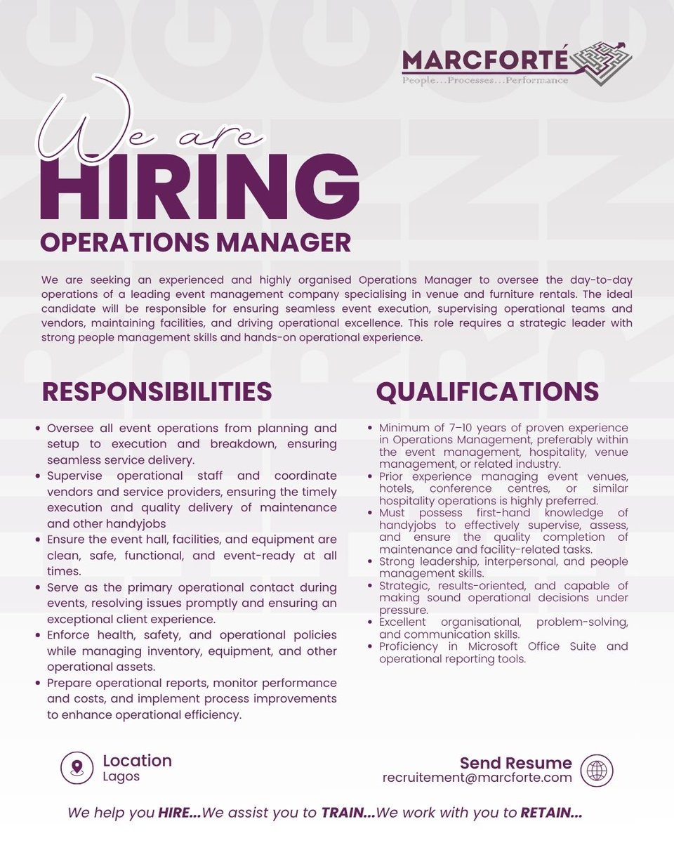 marcforteBC's tweet photo. We are Hiring!!

To apply send your CV to recruitment@marcforte.com https://t.co/JsDOkqAliL