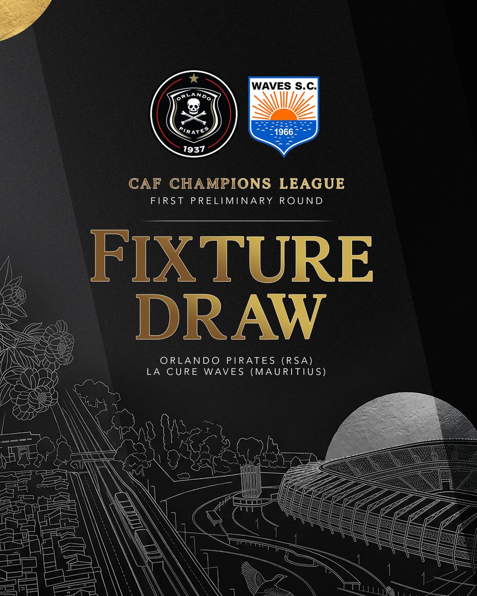 orlandopirates's tweet photo. #TotalEnergiesCAFCL Opponent Confirmed

🆚 La Cure Waves SC
ℹ️ TBC 🗓+🏟+⏰

⚫⚪🔴⭐
#OrlandoPirates
#OnceAlways https://t.co/69CeblWa9B