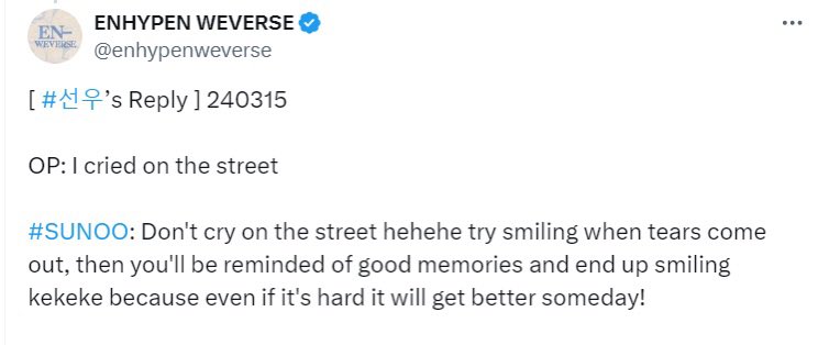 sunymysunshine's tweet photo. Some comforting words from Sunoo for whoever needs them right now ❤️ https://t.co/u0d5xgcHkF