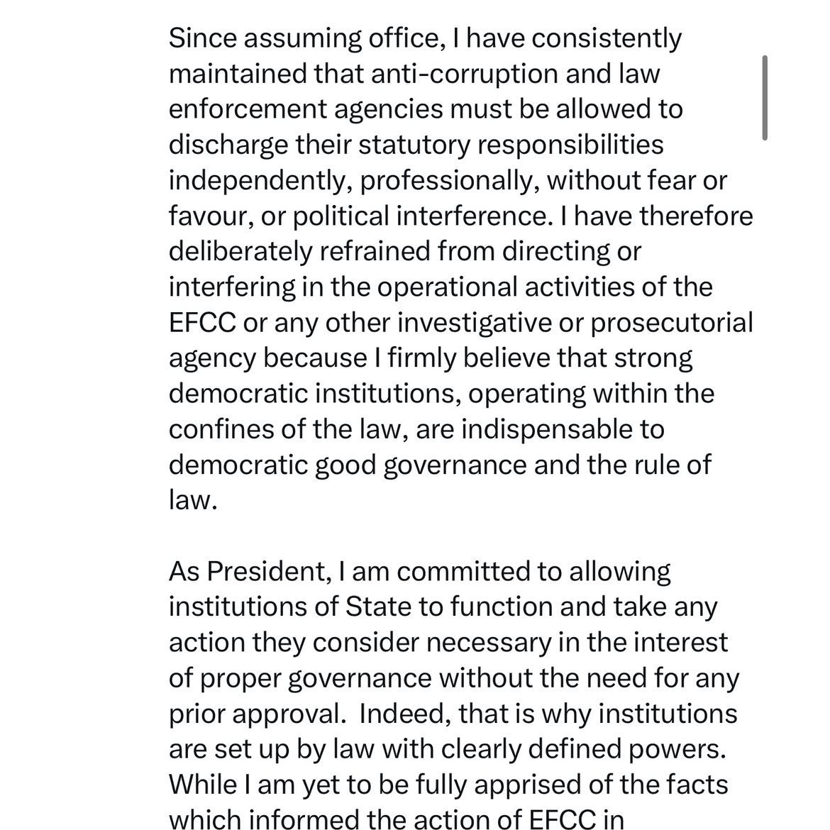 Bankofgist's tweet photo. President Tinubu expressed deep embarrassment over the situation and directed the EFCC to withdraw the court order that froze the Osun State government's account. https://t.co/XgdPKAB5wy