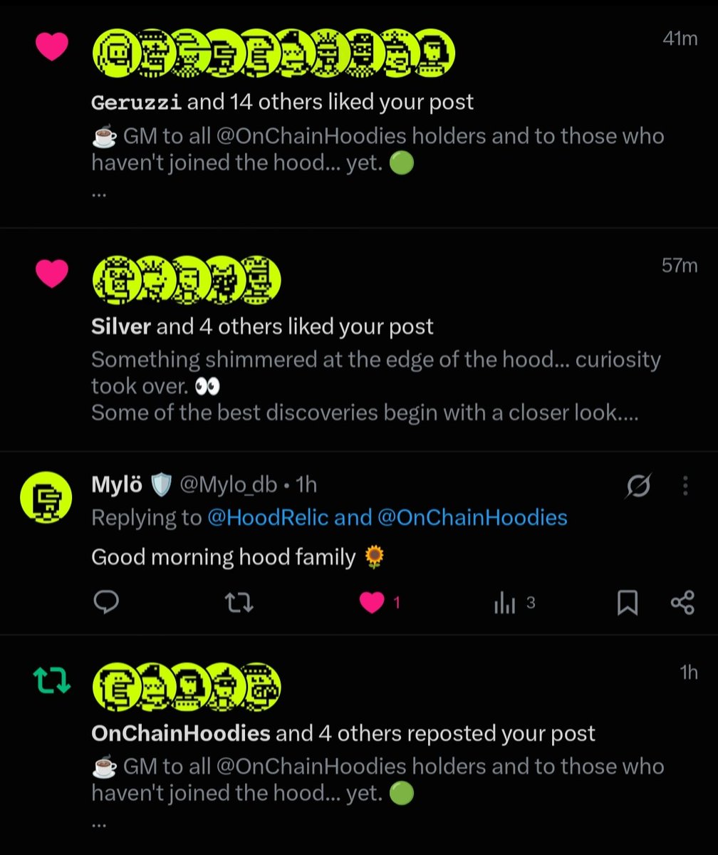 HoodRelic's tweet photo. I've been through multiple NFT cycles, and one thing stands out:

@OnChainHoodies isn't just another collection,it's building a real community.

Don't be surprised if this becomes one of the first true blue-chip NFT collections on Robinhood Chain. 🟢💎

See you in the Hood🫡 https://t.co/0NOTSkDqvi