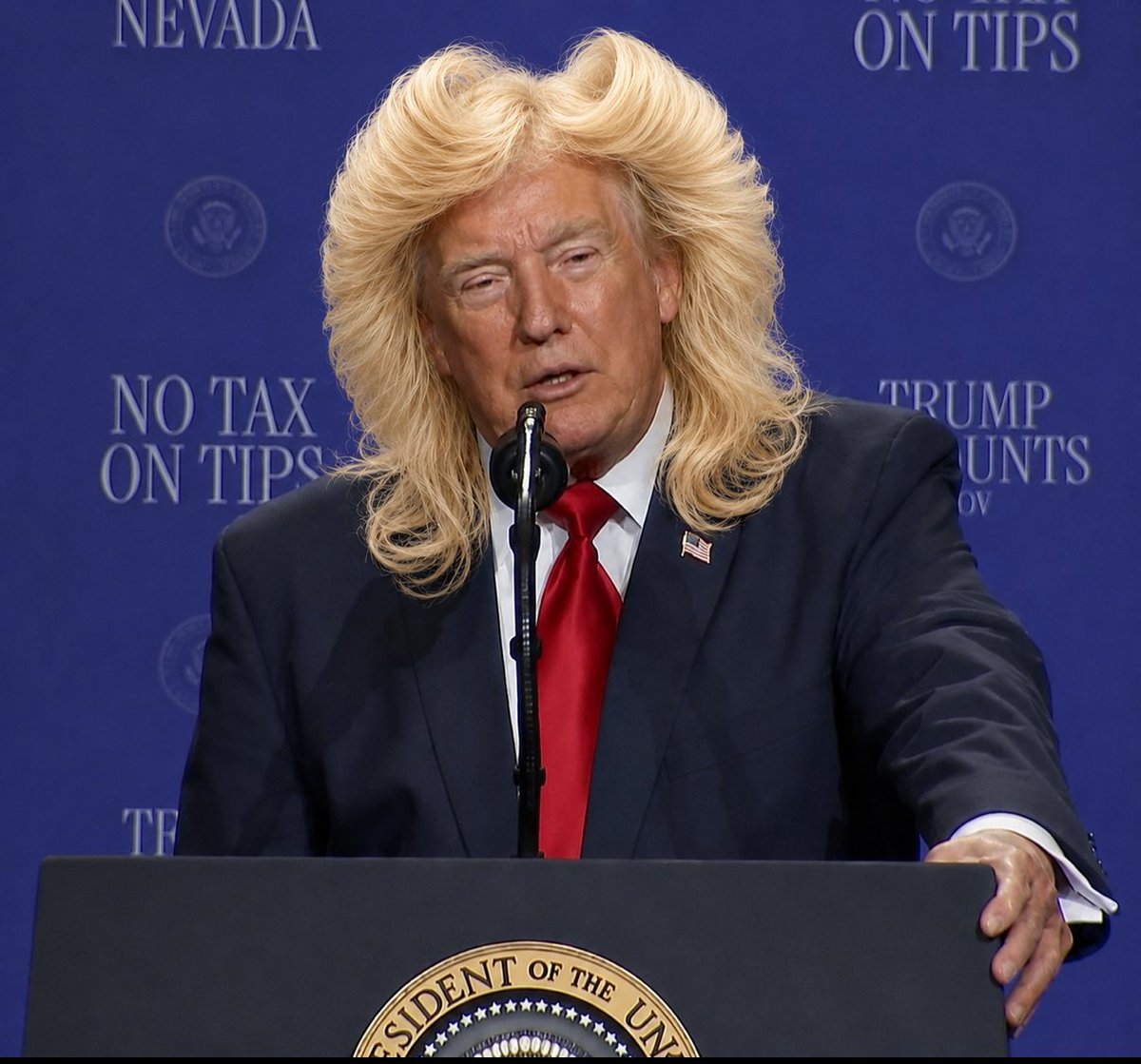 aintscarylarry's tweet photo. BREAKING: Due to relentless public mocking of the wig trump wore yesterday, his handlers have decided to switch to what they refer to as a “subtle, more natural look.” https://t.co/npUTad8uPg