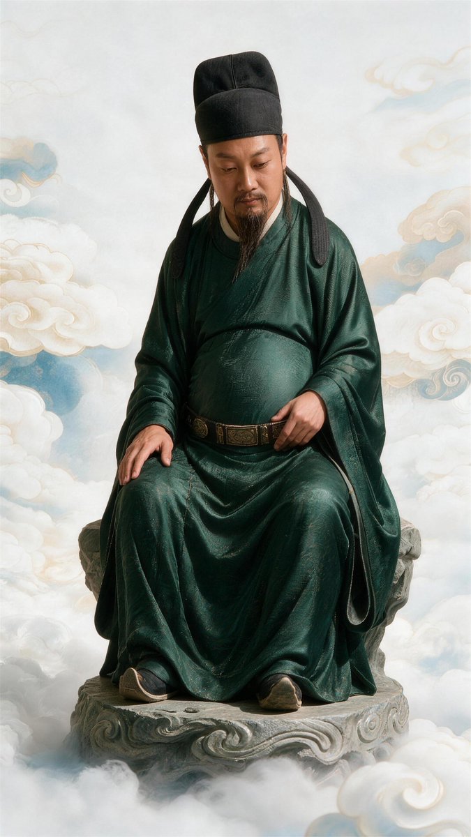 AlexLee44up's tweet photo. 你拜的文昌，原本是四川的一个地方神。

文昌帝君，读书人的神——科举前拜文昌，二月初三文昌诞，县学旁必有文昌阁。

但你考据他的身世，会发现一件怪事：**他是"两个神"合出来的。**

**第一个神，在天上**：斗魁之上有"文昌六星"——上将、次将、贵相、司命、司中、**司禄**。古人说"文昌司禄"，管的就是功名禄籍——这是星神。

**第二个神，在地上**：四川梓潼县七曲山，有个地方神叫"张亚子"（张恶子）。唐代封王，香火不衰——这是地方守护神。

本来各拜各的。**宋代科举大兴**，读书人急需一个"主管文运的神"，于是天上官职与地方神灵越走越近——元仁宗延祐三年（1316），正式册封"辅元开化文昌司禄宏仁帝君"，星神与梓潼神就此合流，天下州县遍立文昌宫。这就是"北孔子、南文昌"的来历。

道教经典《元始天尊说梓潼帝君本愿经》说，玉帝授他**如意**，委行飞鸾、开化人间；《应验经》说他"司仕流之桂禄"——科举名册上的名字，归他管。

还有一桩少有人知的规矩：文昌座下侍从，是**天聋地哑**两位童子——一聋一哑，"知者不能言，言者不能知"。读书人拜文昌，拜的其实是这个意思：**天道酬勤，不靠泄题。**

我们用AI还原了他——依据明代象牙文昌像（现藏皇家安大略博物馆）：瘦削清癯、尖长山羊胡、软脚幞头、交领织锦袍、宽革带缀带銙、坐于岩石云座，低眉垂目，掌中司禄。

下一期：关圣帝君——"万历皇帝封的'三界伏魔大帝'"。

#道教 #文昌帝君 #科举 #梓潼 #中国传统文化 #AI绘画 #神仙图鉴