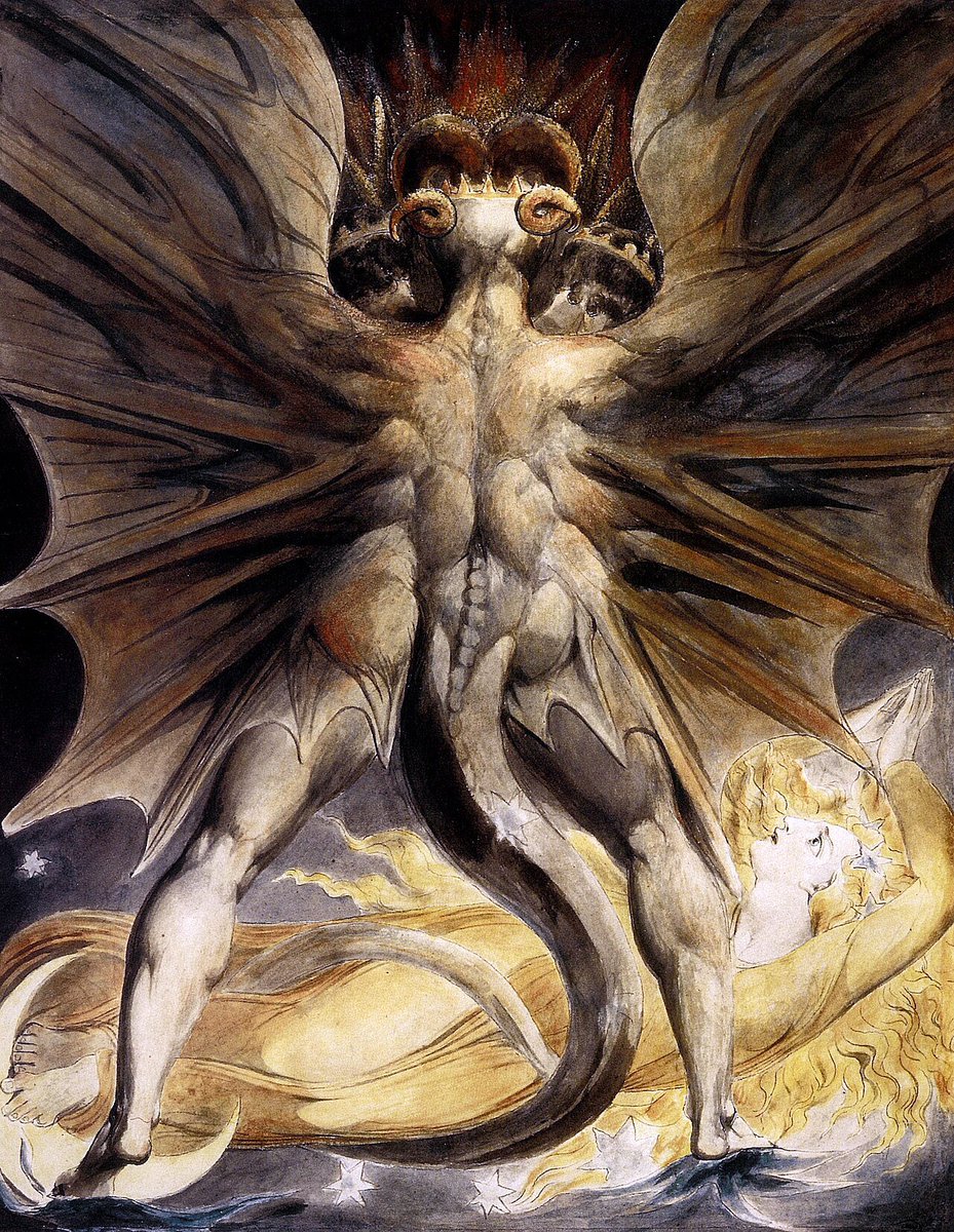 gothfyre's tweet photo. - The Great Red Dragon and the Woman Clothed in the Sun, William Blake, 1805-1810. https://t.co/F82QjvPZeL